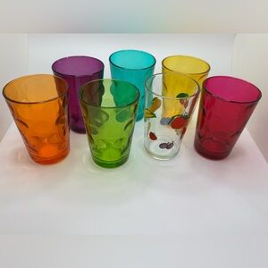 Colorful Glass Tumbler Set Pasabahce OPUS Thumbprint & Morning Star Juice Glass